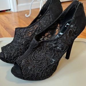 Black Lace Platform Heels by Elle
